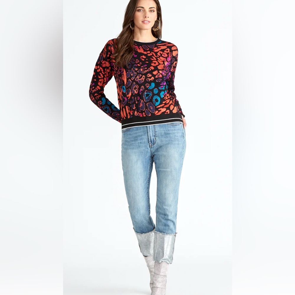 RACHEL Rachel Roy Rikki Pullover Sweater Animal Print Size M